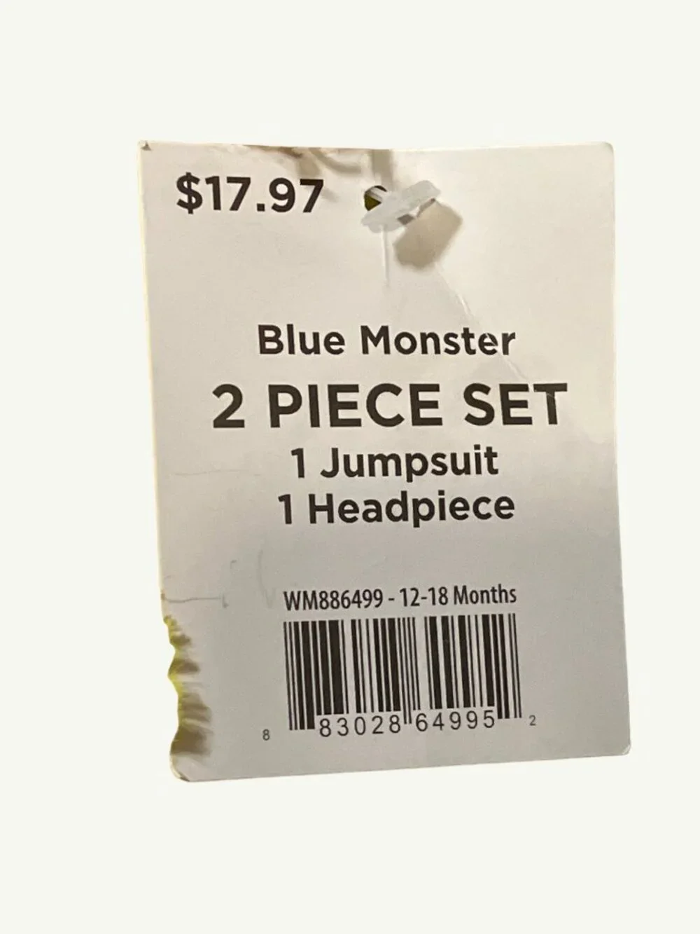 Teeny meanie Blue Monster Halloween Jumpsuit Costume 12-18 Months